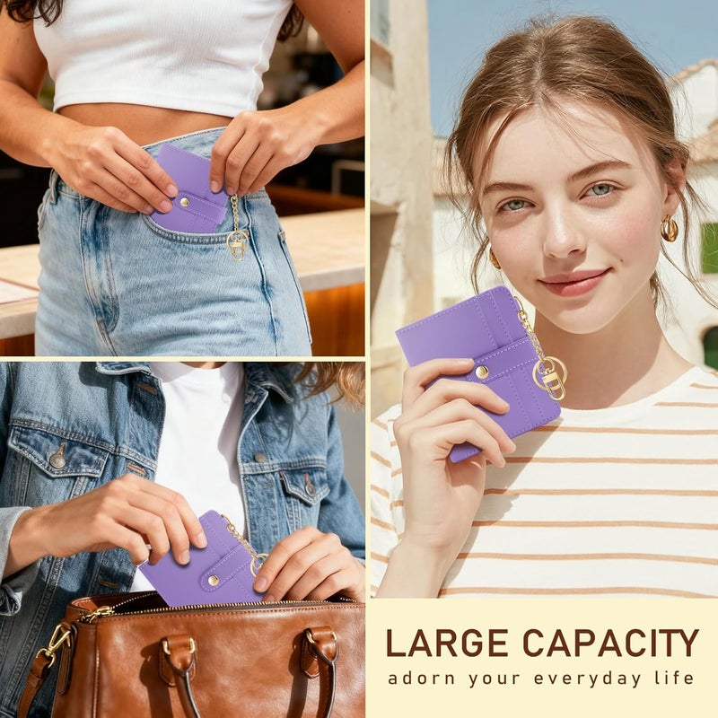 Jogjam Purple Rfid Ladies Wallet, Small Slim Thin Compact Credit Card Women Wallet, PU Leather Bifold Cash Zipper Coin Pocket ID Window for Female - Image 2